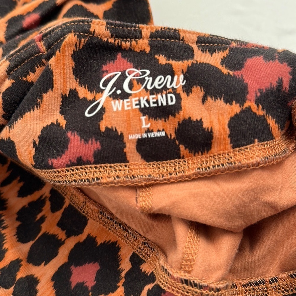 J Crew Weekend black brown orange Leopard 7/8 High Rise Leggings - Picture 6 of 14